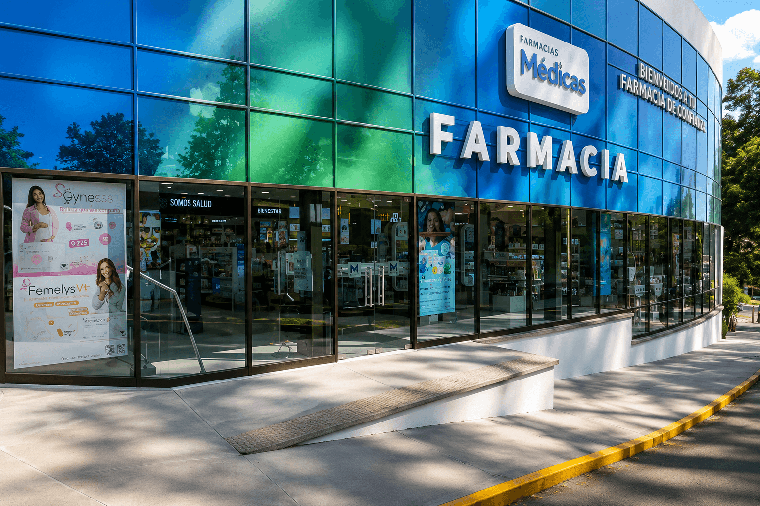 Fachada comercial con pelicula instalada por VitroLatam